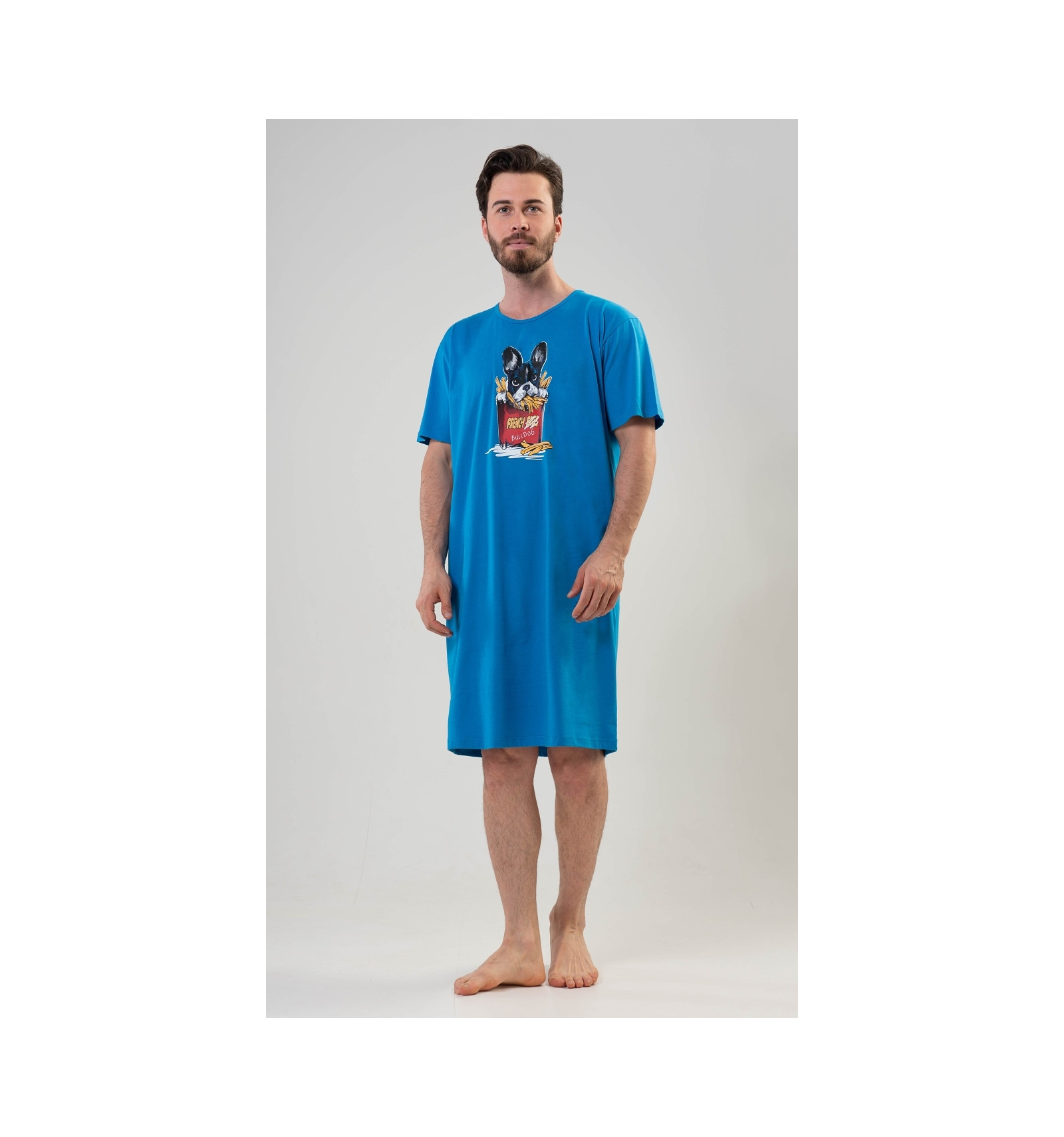 Pánská noční košile s krátkým rukávem Bulldog - Vienetta Secret