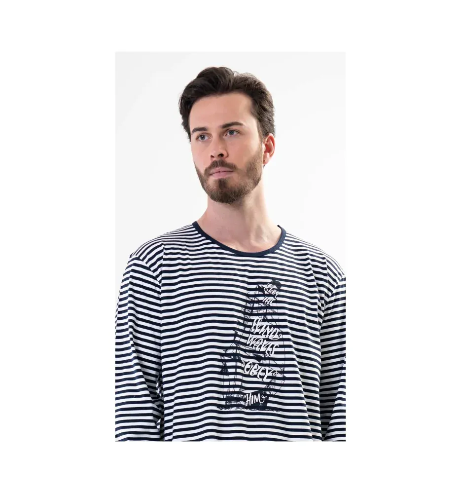 Pánská noční košile s dlouhým rukávem Plachetnice - Vienetta Secret