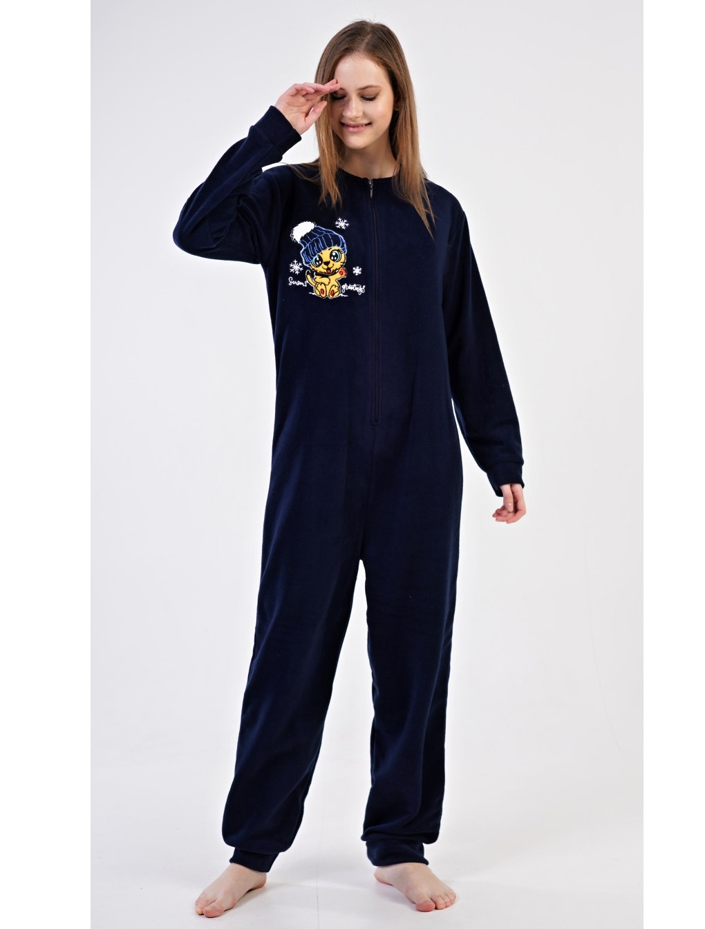 Dámský overal na spaní teplý Tygřík, vel.L  - Vienetta Secret 
