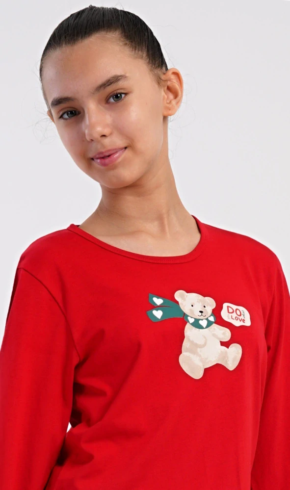 Dívčí pyžamo dlouhé Méďa se šálou - Vienetta Secret