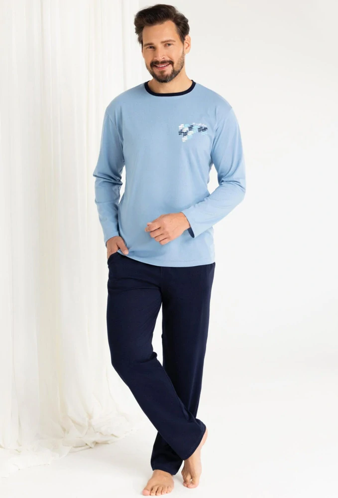 Pánské bavlněné pyžamo 484 s dlouhým rukávem - Regina