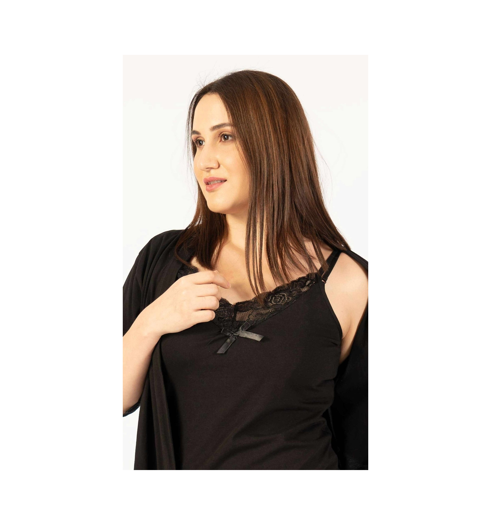 Dámský župan s noční košilí na ramínka Laura - Vienetta secret 