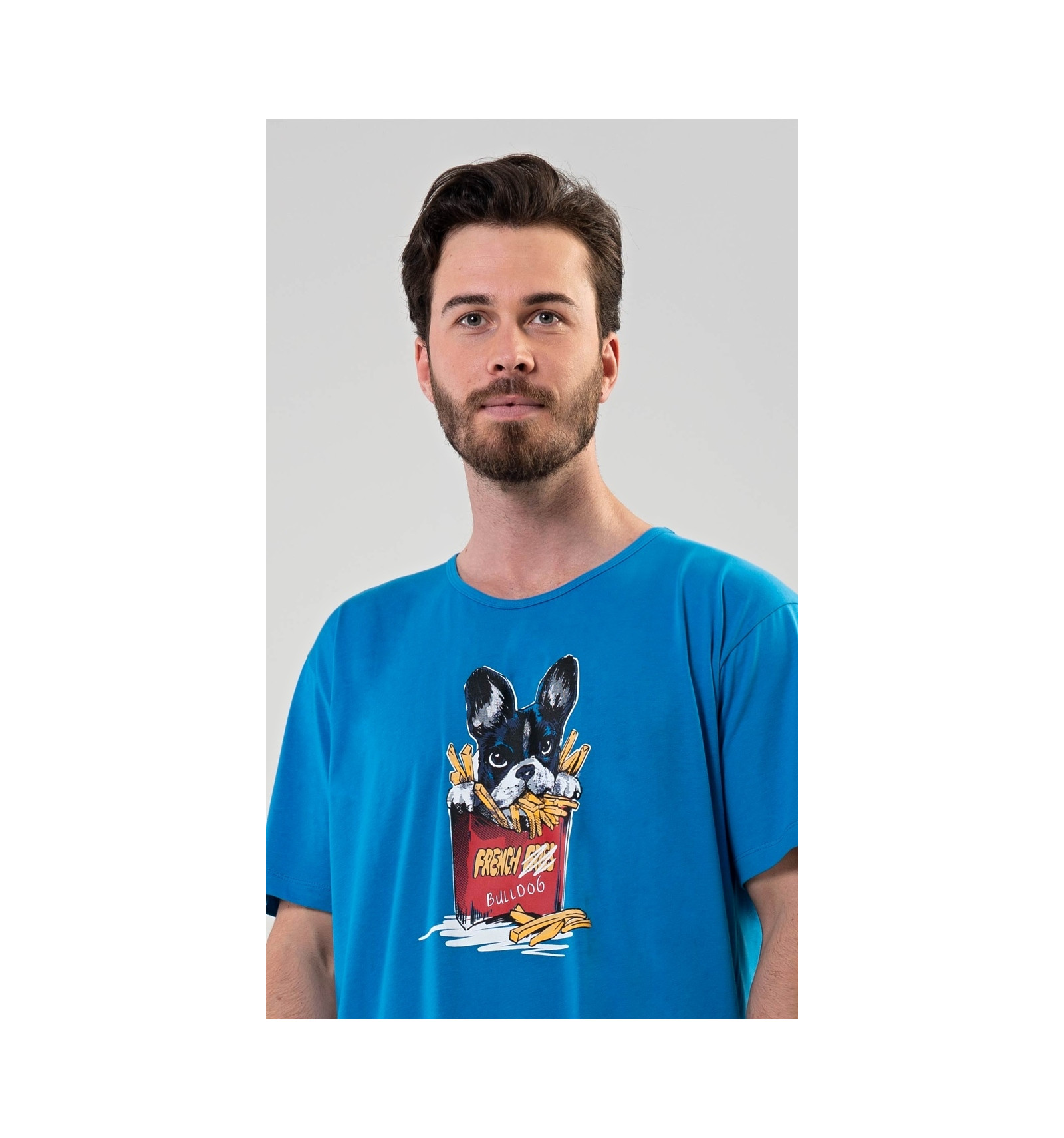 Pánská noční košile s krátkým rukávem Bulldog - Vienetta Secret