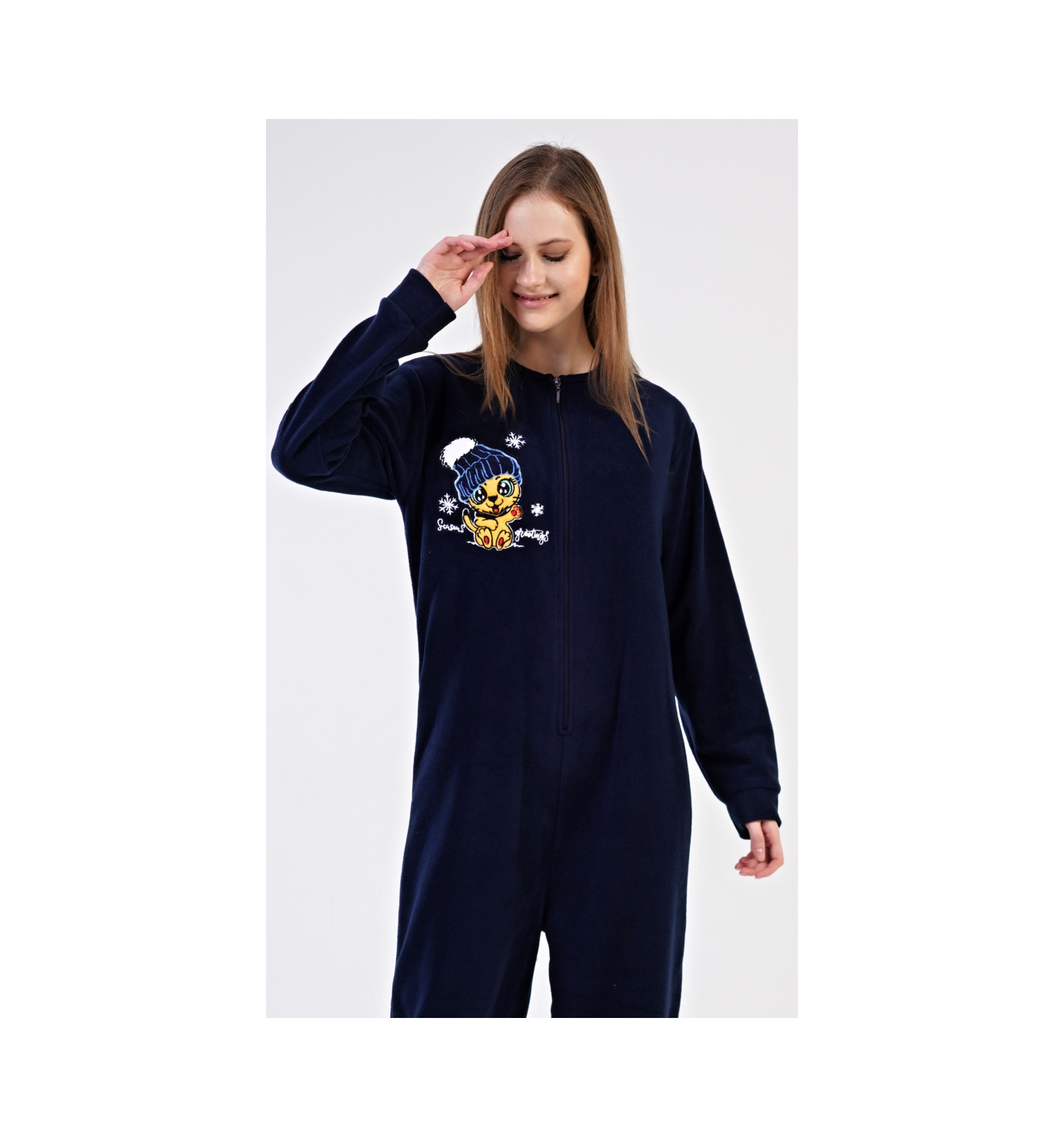 Dámský overal na spaní teplý Tygřík, vel.L  - Vienetta Secret 