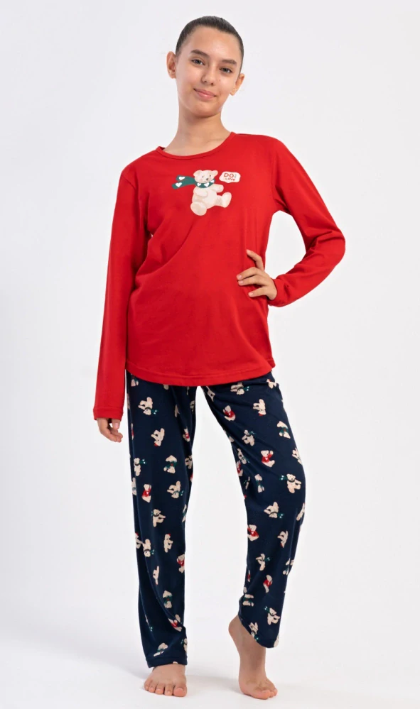 Dívčí pyžamo dlouhé Méďa se šálou - Vienetta Secret