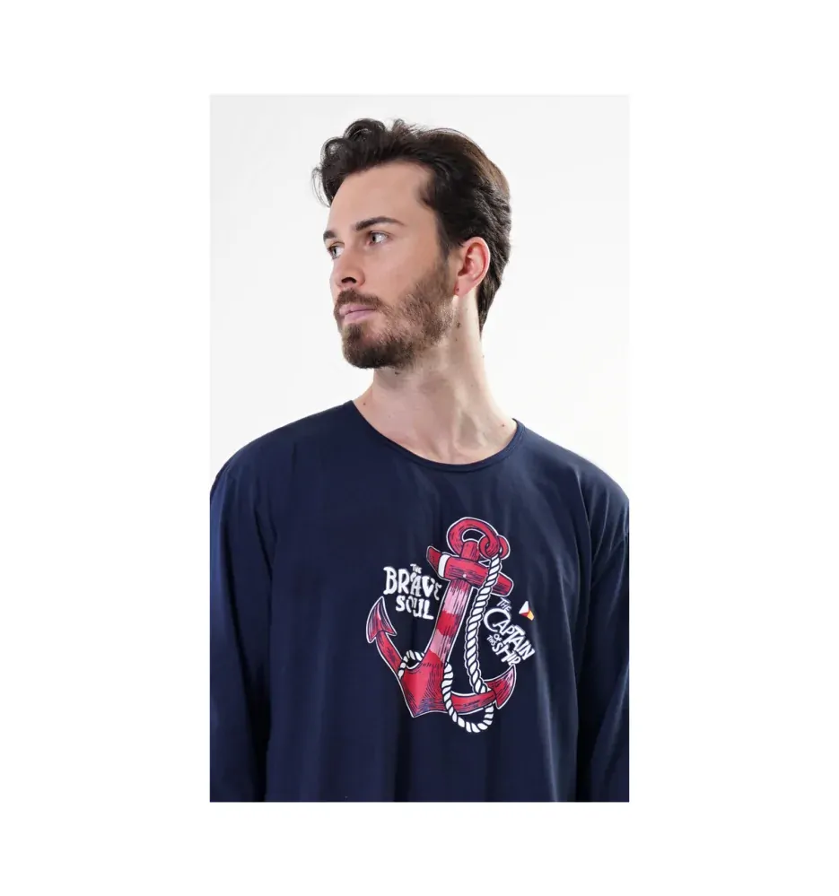 Pánská noční košile s dlouhým rukávem Kotva - Vienetta Secret