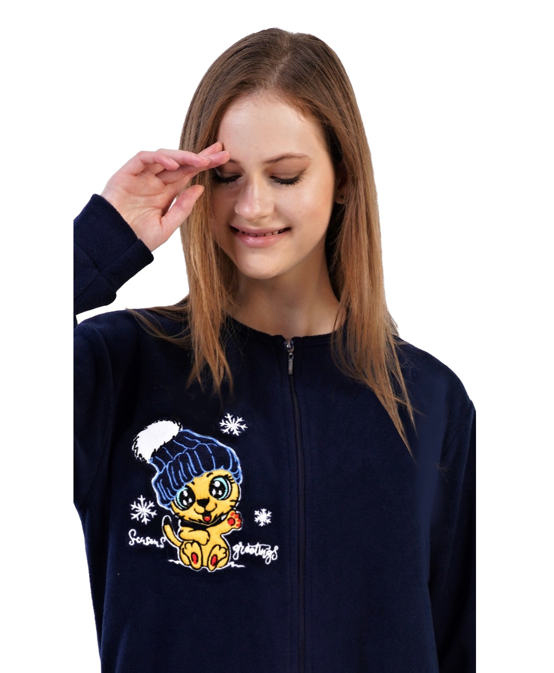 Dámský overal na spaní teplý Tygřík, vel.L  - Vienetta Secret 