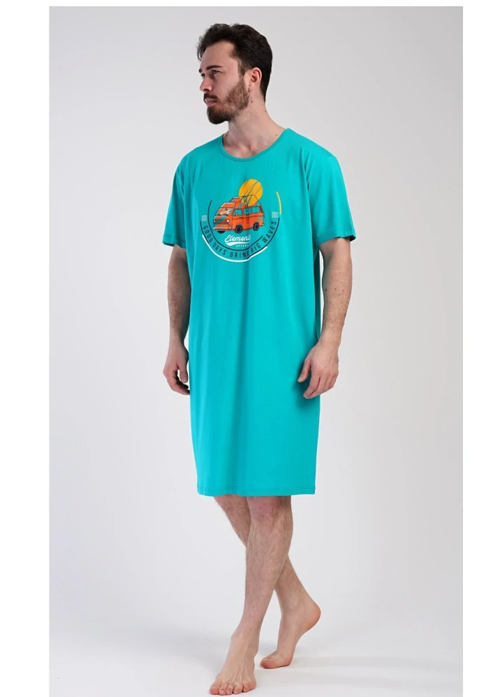 Pánská noční košile s krátkým rukávem Adventure - Vienetta Secret