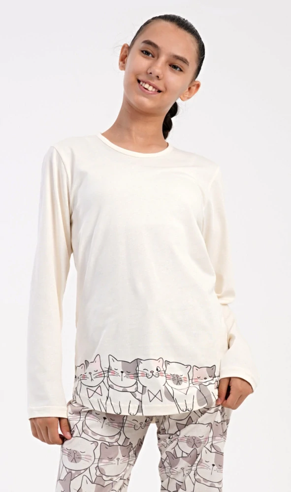 Dívčí pyžamo s dlouhým rukávem Koťata - Vienetta Secret