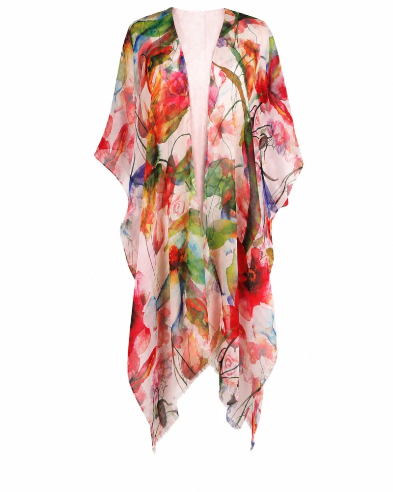 Plážové šaty - plážové kimono červená, vel.Uni, Effy
