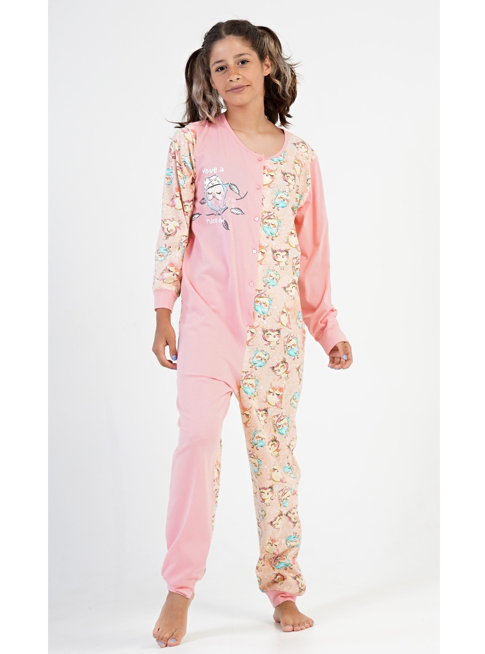 Dívčí overal na spaní Sovičky 15/16 let azurová  - Vienetta Secret