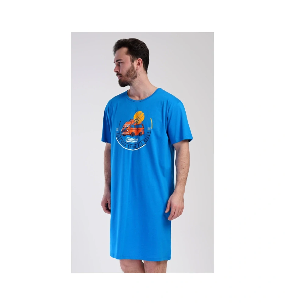 Pánská noční košile s krátkým rukávem Adventure - Vienetta Secret