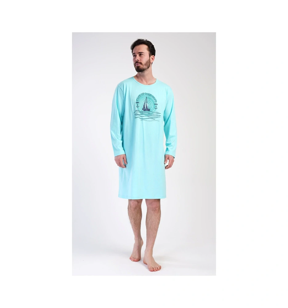 Pánská noční košile s dlouhým rukávem Jachting - Vienetta Secret