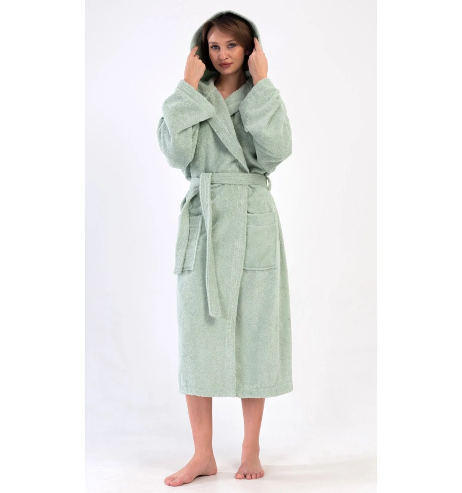 Dámský župan dlouhý s kapucí Máta - Vienetta Secret