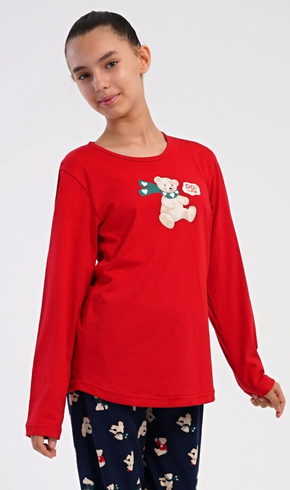 Dívčí pyžamo dlouhé Méďa se šálou - Vienetta Secret