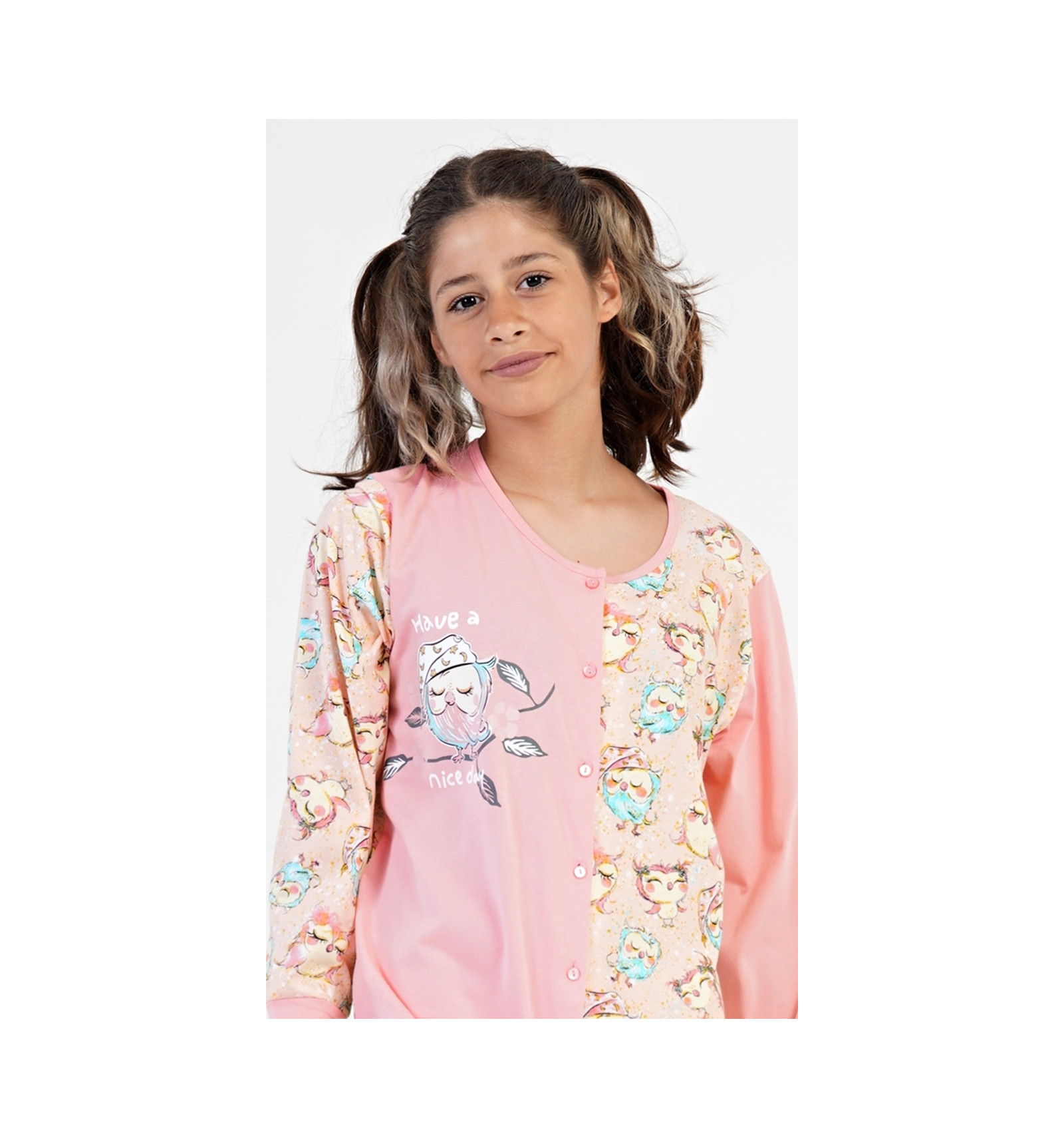 Dívčí overal na spaní Sovičky 15/16 let azurová  - Vienetta Secret