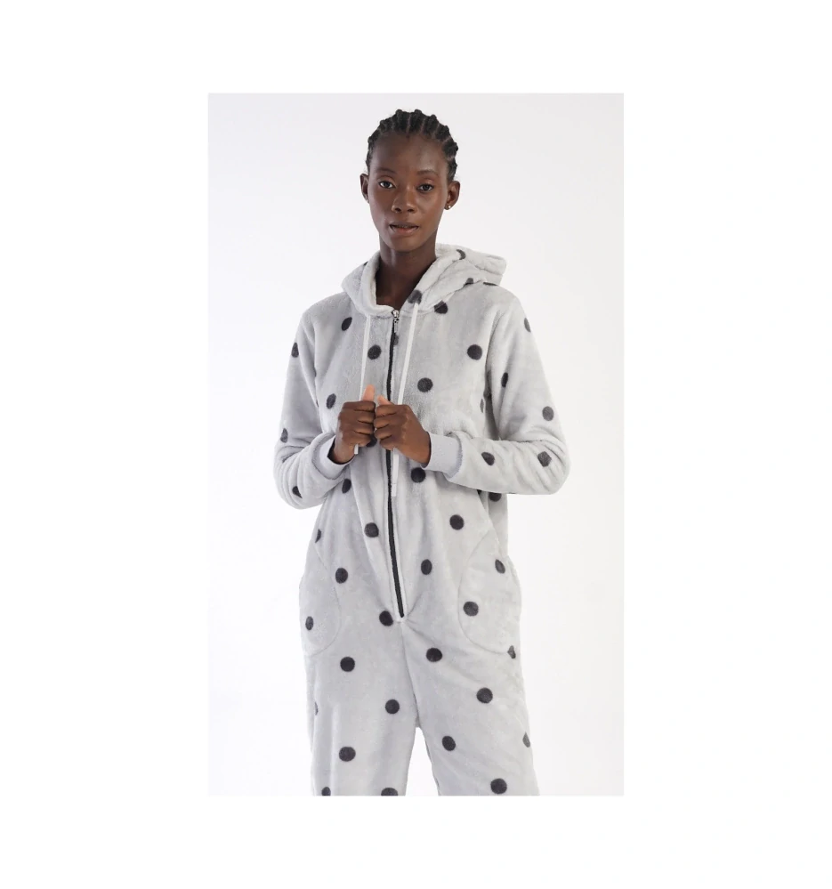 Dámský overal na spaní teplý Puntík - Vienetta Secret 