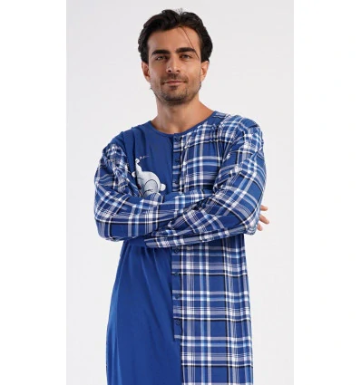 Pánský overal na spaní Méďa Ospalec modrá- Vienetta Secret