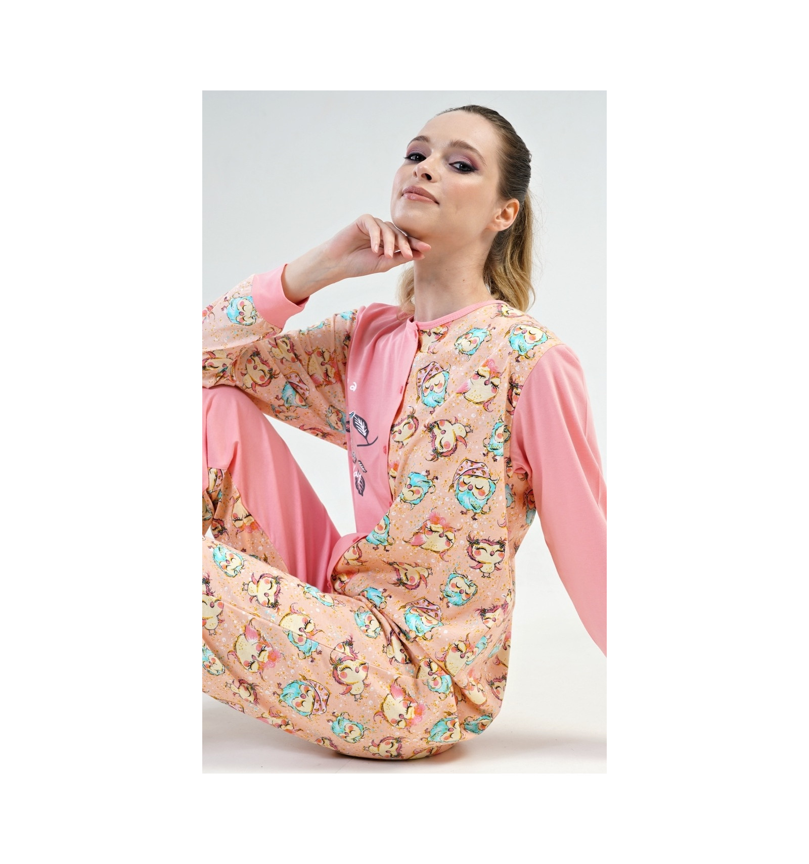 Dívčí overal na spaní Sovičky 15/16 let azurová  - Vienetta Secret