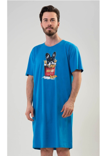 Pánská noční košile s krátkým rukávem Bulldog - Vienetta Secret