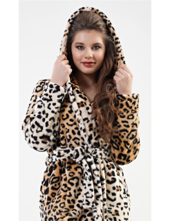 Dámský župan dlouhý s kapucí Leopard - Vienetta Secret