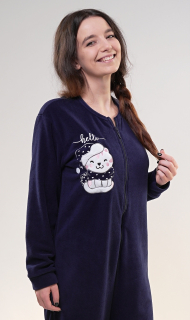 Dámský overal na spaní teplý Kočka  - Vienetta Secret 