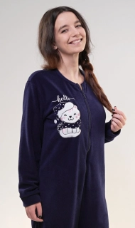 Dámský overal na spaní teplý Kočka  - Vienetta Secret 