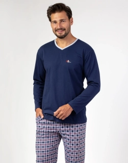 Pánské bavlněné pyžamo 473 s dlouhým rukávem- Regina