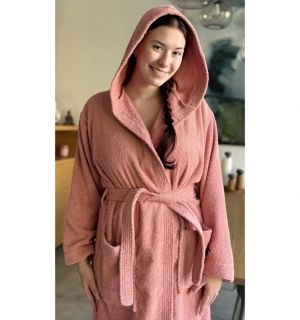 Dámský župan dlouhý s kapucí Broskev - Vienetta Secret