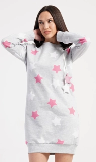 Dámské domácí šaty s dlouhým rukávem Hvězdy - Vienetta Secret