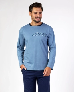 Pánské bavlněné pyžamo 466 s dlouhým rukávem - Regina